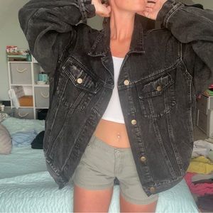 Oversized black denim jean jacket